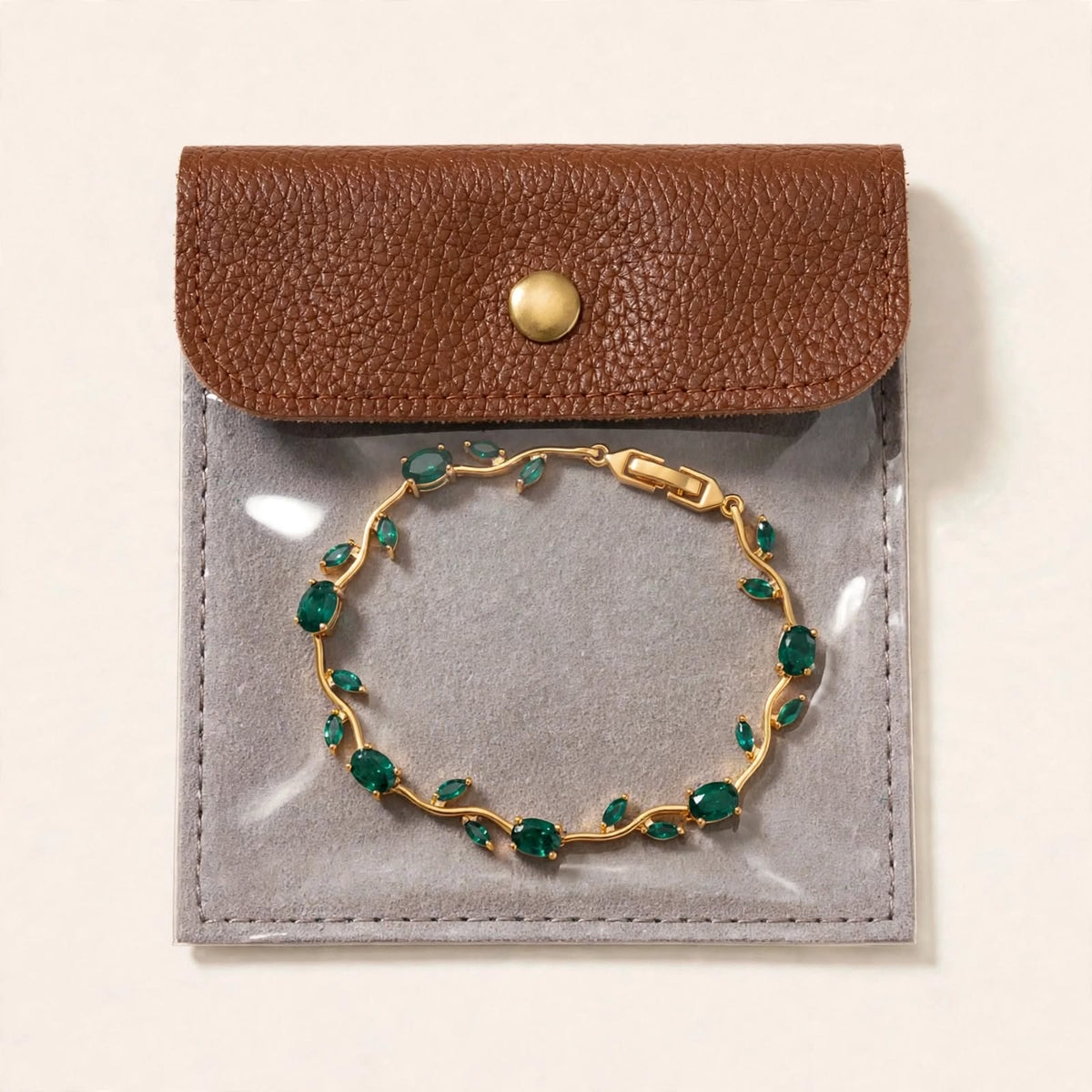 Emerald Golden Tulip Bracelet - tarnish-proof gold-tone jewellery