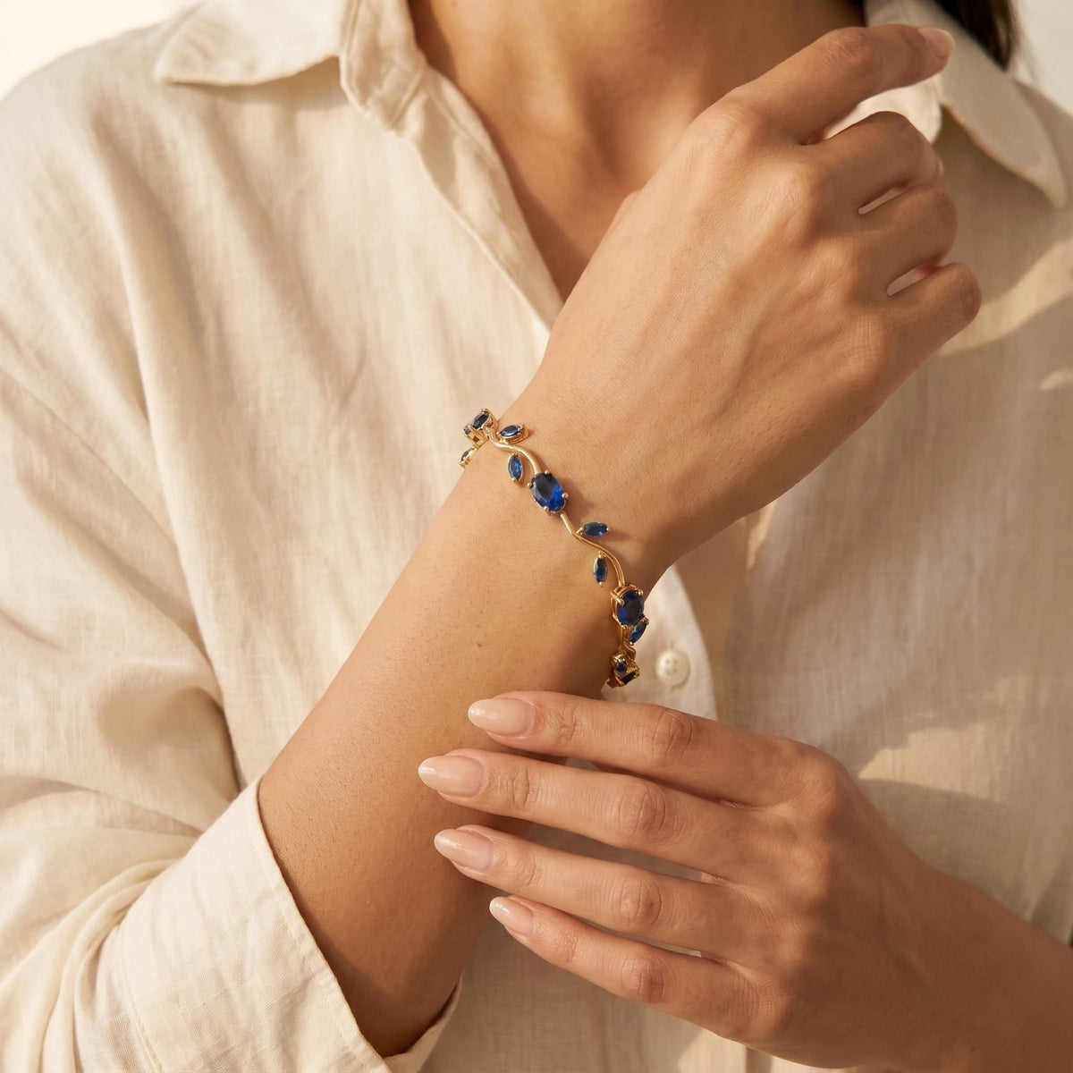 Gold ring with Royal Blue