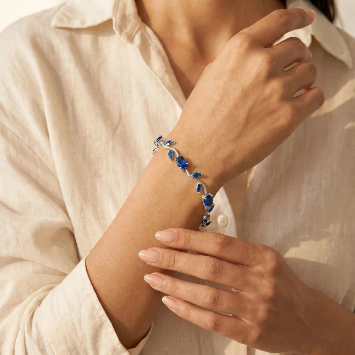 Royal Blue Silver Tulip Bracelet